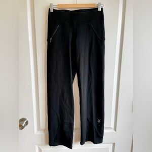 IBEX Women’s Wool Straight Leg Pants Small Black Pull On Zip Pocket USA Gorpcore